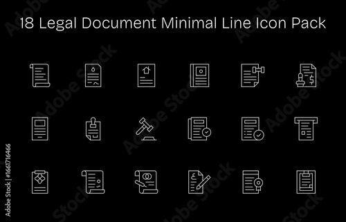 18 Minimal Line Designs - Legal Document Vector Icons