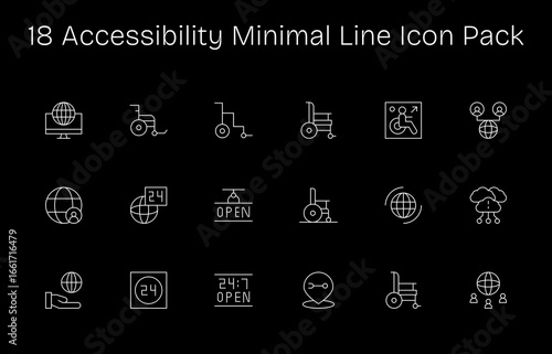 Accessibility Icon Collection - 18 Minimal Line Designs