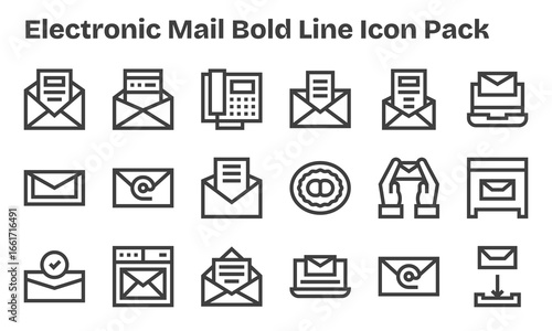 Electronic Mail Icon Collection - 18 Bold Line Designs