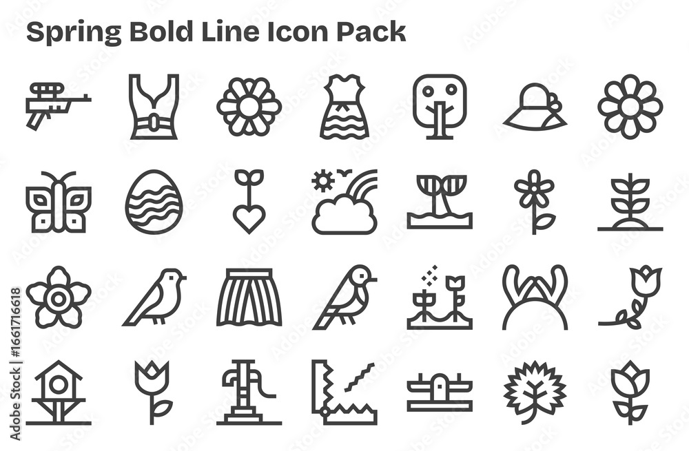 Obraz premium 28 Extra Bold Line Designs - Spring Vector Icons