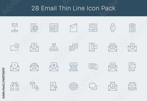 Email Vector Set - 28 Thin Line Icons