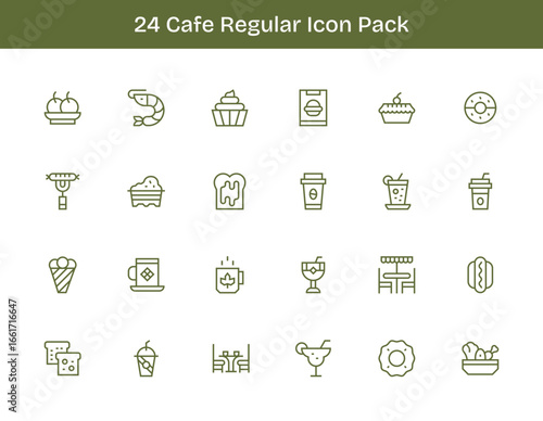 24 Cafe Icons in Regular Outline Aesthetic