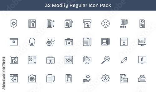 Modify - 32 Regular Line Vector Illustrations