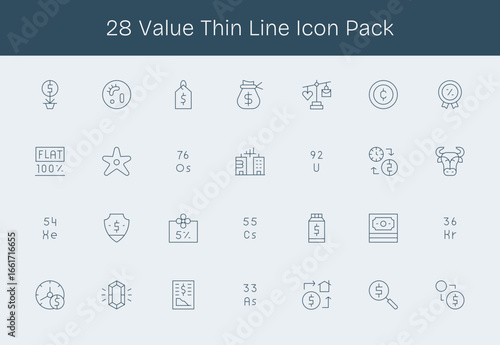 Value Visual Pack - 28 Thin Line Icons