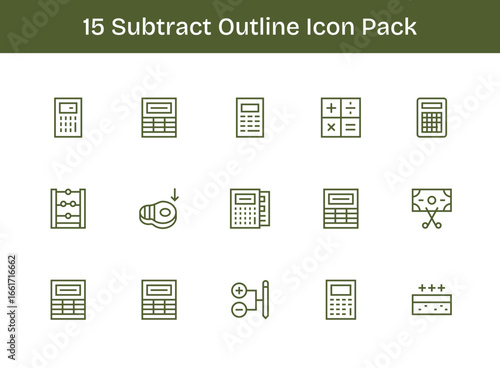Subtract Vector Set - 15 Outline Icons
