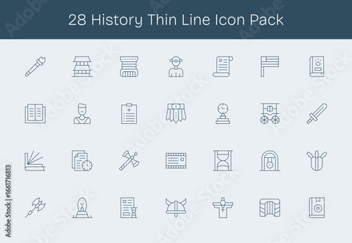 Thin Line Icons - History Set with 28 Vectors
