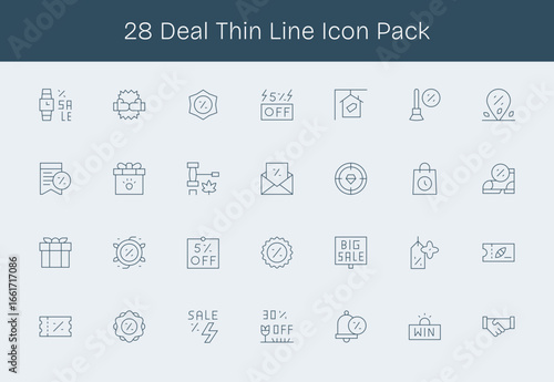 28 Thin Line Designs - Deal Vector Icons