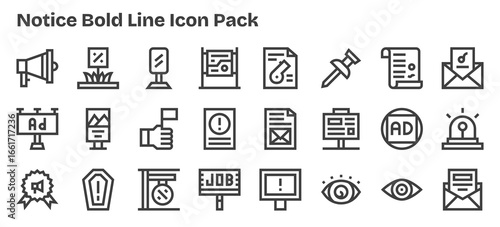 24 Icons for Notice in Bold Outline Format