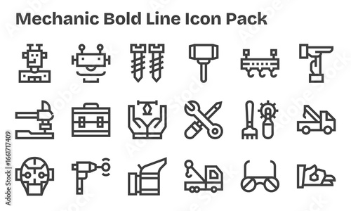 Mechanic Visual Pack - 18 Bold Line Icons