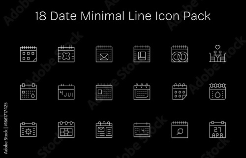 Date Visual Pack - 18 Minimal Line Icons