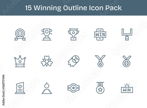Outline Style Winning Icons - 15 Vectors