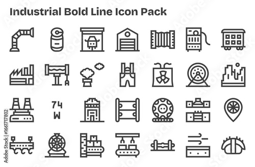 28 Extra Bold Line Vectors for Industrial Theme