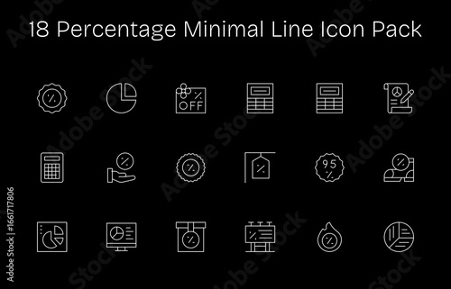 18 Minimal Line Designs - Percentage Vector Icons