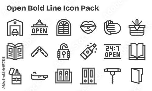 Bold Line Style Open Icons - 18 Vectors