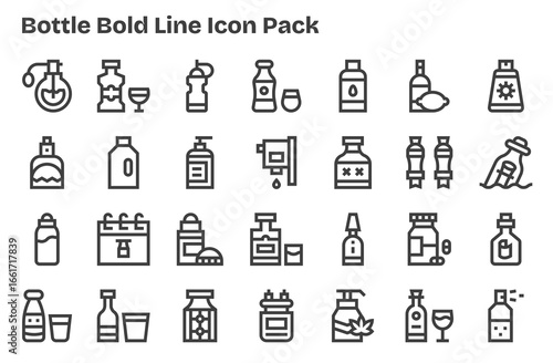 Bottle Design Icons - 28 in Extra Bold Line Style
