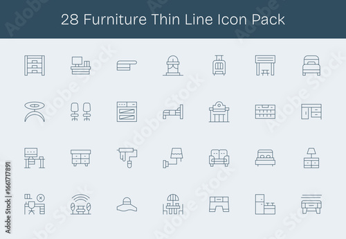28 Icons for Furniture in Thin Line Format