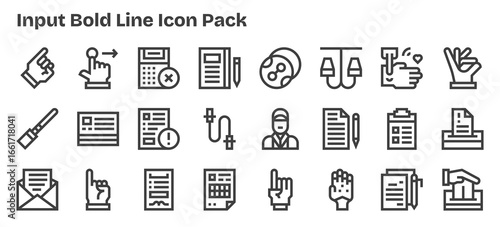 Bold Outline Icons - Input Set with 24 Vectors
