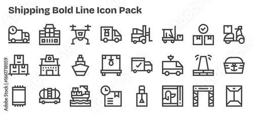 24 Icons for Shipping in Bold Outline Format