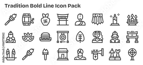 Tradition - 24 Icons in Bold Outline Design