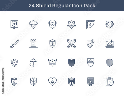 Shield - 24 Icons in Regular Outline Design