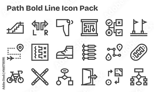 Bold Line Style Path Icons - 18 Vectors