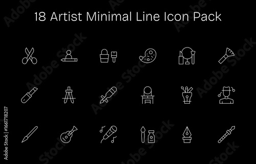 Minimal Line Style Artist Icons - 18 Vectors