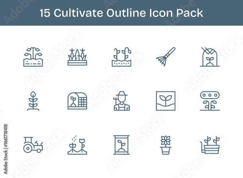 15 Icons for Cultivate in Outline Format