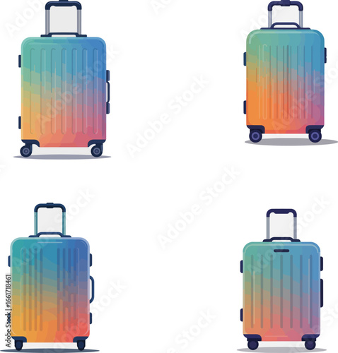 Set of travel suitcases isolated on white background
