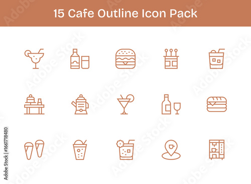 Cafe Icon Collection - 15 Outline Designs