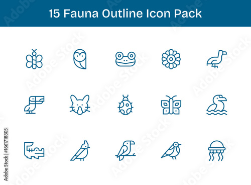 15 Outline Designs - Fauna Vector Icons