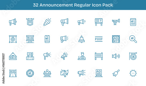 Announcement - 32 Regular Line Vector Illustrations