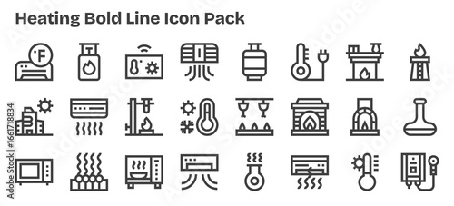 Heating - 24 Icons in Bold Outline Design