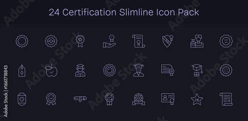 Certification - 24 Slim Line Vector Illustrations