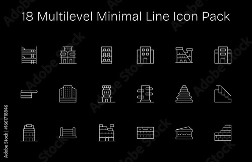 18 Multilevel Icons in Minimal Line Aesthetic