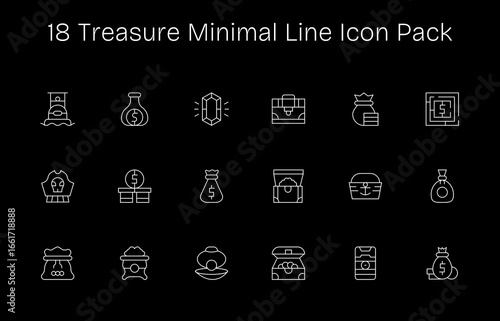Treasure Icon Collection - 18 Minimal Line Designs