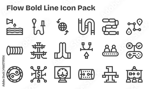 Flow Icon Set - 18 Bold Line Graphics