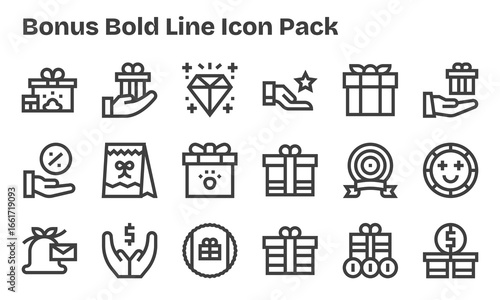 18 Icons for Bonus in Bold Line Format