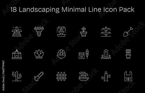 18 Icons for Landscaping in Minimal Line Format