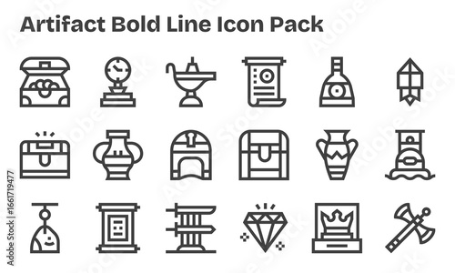 18 Icons for Artifact in Bold Line Format