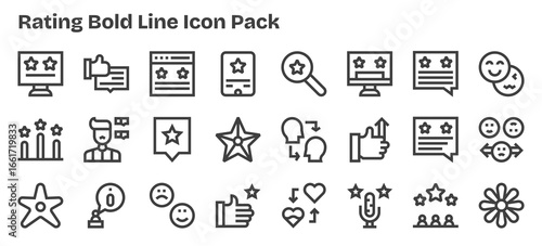 Rating Icon Collection - 24 Bold Outline Designs