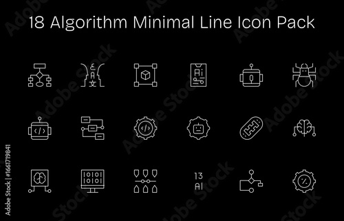 18 Minimal Line Icons - Algorithm Graphics