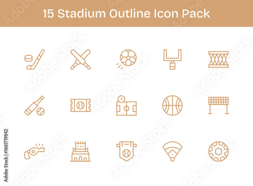 15 Icons for Stadium in Outline Format