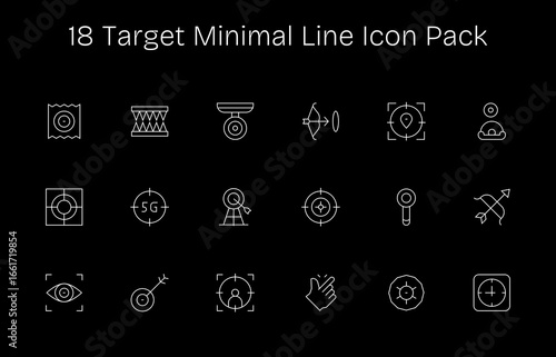 Target Icon Collection - 18 Minimal Line Designs