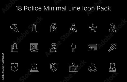 Police Visual Pack - 18 Minimal Line Icons
