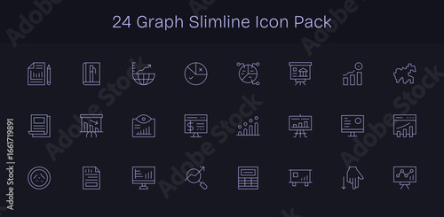 Slim Line Style Graph Icons - 24 Vectors