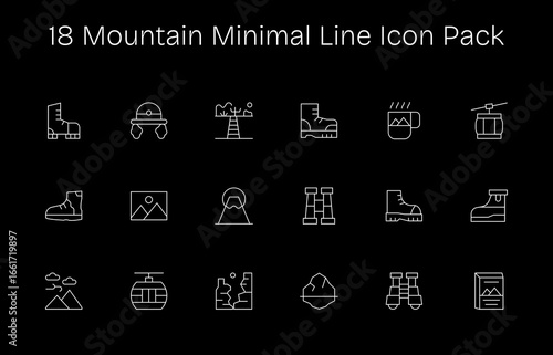 18 Icons for Mountain in Minimal Line Format