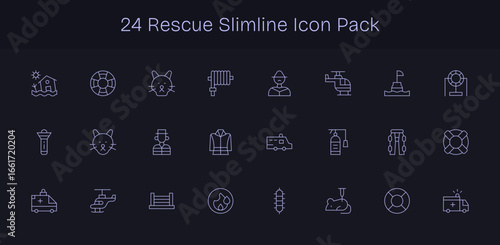 Rescue - 24 Icons in Slim Line Design