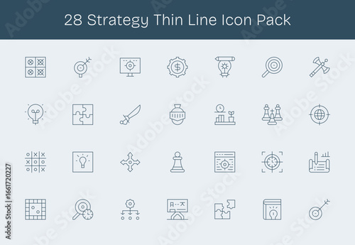 Strategy - 28 Thin Line Vector Illustrations