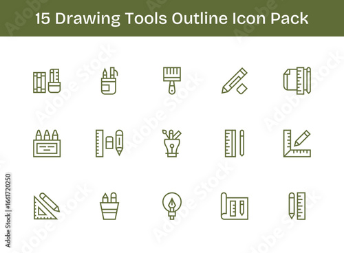 Drawing Tools - 15 Icons in Outline Design