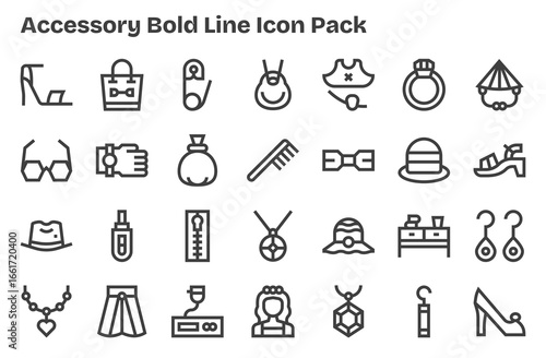 28 Accessory Icons in Extra Bold Line Aesthetic